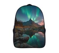 kaiyun Splendido scenario dell'Artico, Aurora Boreale verde Zaino Con Stampa 3D Zaini Tasche Nascoste Laterali Borsa Da Scuola,per Viaggi,libri,per Bambini 16 inch