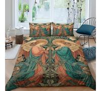 kaiyun Stampa artistica vintage con simmetria angelica Set Copripiumino,set Di Biancheria Da Letto Per in Microfibra Stampa 3D Motivo,con Federa Ragazze Dei Ragazzi Double（200x200cm）