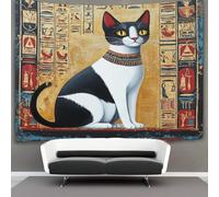 kaiyun Stile affresco antico egizio Arazzo Da Parete,Tapestry Wall 3D Stampa Gatto,Utilizzato in Camera Da Letto,Soggiorno,Copriletto,Decorazione Murale 70cmx100cm