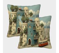 kaiyun Stile architettonico classico, città portuale Federe Quadrate 50x50cm 2 Pacchi Decorative, Cuscini Per Divani,sedie,camere Da Letto,mobili
