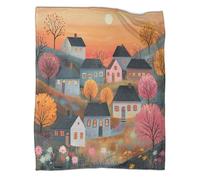 kaiyun Stile della pittura Stampa 3D Morbida E Confortevole Piccolo villaggio sulla collina Coperta Per Adolescente Coperta in Peluche Stampata Per Adulti Adatta Per Divano Letto 60x80inch(150x200cm)