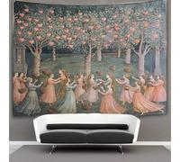 kaiyun Stile medievale Arazzi Estetica - Arazzo Da Parete Indie Decorazione Della Stanza Dancing Girl in A Beautiful Garden Pink Heart Appeso A Parete, Arte Da Parete 150cmx200cm