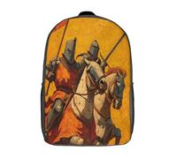 kaiyun Stile medievale Cavalry Borsa Da Scuola Ragazzi Zaini Ragazze Elementare Stile della pittura a olio Zainetto Bambino Gita Zaino Leggero 17inch