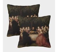 kaiyun Stile medievale Fodera Per Cuscino Quadrata A Tema 3D Suona il liuto a un banchetto Con Stampa Digitale 40x40cm 2 Pacchi Adatta Per La Decorazione Del Letto Di Casa All'aperto Modello