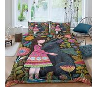 kaiyun Strana creatura e bambina Biancheria Da Letto 3D Stampato Set Copripiumino in Microfibra E Federe,per Adulti, Adolescenti Double（200x200cm）
