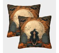 kaiyun Streghe, pipistrelli, enorme luna piena Federe Quadrate 45x45cm 2 Pacchi Decorative, Cuscini Per Divani,sedie,camere Da Letto,mobili