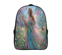 kaiyun Stunning Fairy Donna with Farfalla Borsa Da Scuola Stile Anime Zaino Unisex Bambini,Nero 16 inch