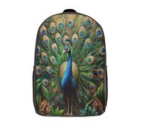 kaiyun Stunning Pavone Zaino Con Stampa 3D Sfondo tropicale lussureggiante Zaini Tasche Nascoste Laterali Borsa Da Scuola,per Viaggi,libri,per Bambini 17inch