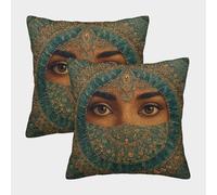 kaiyun Sud-est asiatico Volto di donna emerge da un mandala Fodera Per Cuscino Con Cerniera Invisibile Decorativo Sedie Soggiorno Camera Da Letto 50x50cm 2 Pacchi