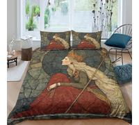 kaiyun Sulle orme degli dei norreni: gloria e bellezza Set Copripiumino E Federe 3D Stampata in Microfibra Per Adulti, Adolescenti, Bambino Biancheria Da Letto Single（135x200cm）