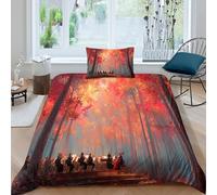 kaiyun Symphony Orchestra Performs Outdoors in A Lush Foresta autunnale Biancheria Da Letto 3D Stampato Set Copripiumino in Microfibra E Federe,per Adulti, Adolescenti Single（135x200cm）