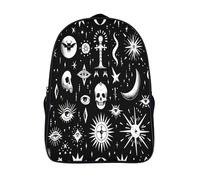 kaiyun Teschio Borsa Da Scuola Gotico Zaino Unisex Bambini,Nero 16 inch