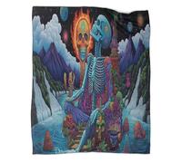 kaiyun Teschio Coperta Da Campeggio Esterna Stampata Calda,morbida E Traspirante Universo Copriletto Per Camera Da Letto Quattro Stagioni 50x60inch(127x152cm)