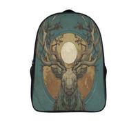kaiyun Testa di cervo con la luna tra le corna Zainetti Per Bambini,Elementare Adolescenti Cartella Scuola Casual Zaini Ragazzi Ragazze Backpack 16 inch