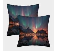 kaiyun The Aurora boreale in The Night Sky Fodera Per Cuscino Quadrata A Tema 3D Con Stampa Digitale 50x50cm 2 Pacchi Adatta Per La Decorazione Del Letto Di Casa All'aperto Modello