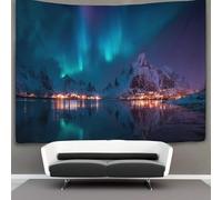 kaiyun The Aurora boreale over The Snowy Mountains of Norway Arazzo Da Parete Arazzi Da Appendere Alla Parete Camera Da Letto Decorazioni Per La Casa 70cmx100cm