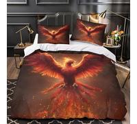 kaiyun The Fierce And Majestic Fenice Rises from The Fiammas Copripiumino Set Di Per Stampa 3D, in Microfibra, Con Federe Biancheria Da Letto Per Ragazzi E Ragazze Super King(260x220cm)
