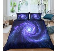 kaiyun The Universe, Mysterious Blue-purple Spiral Galaxy Set Copripiumino E Federe 3D Stampata in Microfibra Per Adulti, Adolescenti, Bambino Biancheria Da Letto Double（200x200cm）