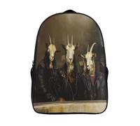 kaiyun Three Capras Wearing Leather Jackets Zaino Bambini, Borsa Da Scuola Ragazzi E Ragazze Zaini Con Tasche Laterali Per Adolescenti 16 inch