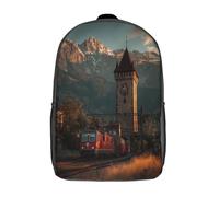 kaiyun Torre dell'orologio in campagna Per La Scuola E Da Viaggio Per Bambini Zaino,Sacchetti Di Scuola Con Stampa 3D Treno Motivo 17inch