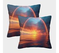 kaiyun Tramonto Fodere Per Cuscini Arcobaleno Mare Decorativi Per La Casa Adatti Per Ragazzo/ragazza Soggiorno Camera Da Letto Divano Poltrona 50x50cm 2 Pacchi