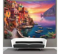 kaiyun Tramonto sul porto-Città di mare Tapestry Wall Hanging - Bedspread,Blanket Throw Tapestries for Living Room,Home Decor 70cmx100cm