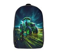 kaiyun Trattore verde in movimento Zaini Per Bambini,Scena agricola dinamica Zaino Scuola Elementare,Borsa Scuola Materna Nido,Zainetto Asilo Bambino,17inch