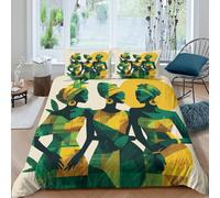 kaiyun Tre Eleganti Donne Africane 3D Stampa Copripiumino E Federa E Lenzuola,in Microfibra Set 3 Pieces Morbido Set Di Biancheria Da Letto Per Adulti, Adolescenti, Double（200x200cm）