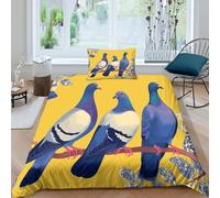 kaiyun Tre piccioni appollaiati su un ramo Biancheria Da Letto,Stampa 3D Sacco Copripiumino E Federe, Per Adulti,bambino,in Microfibra Set 3 Pieces Per La Casa Single（135x200cm）