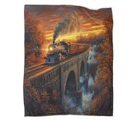 kaiyun Treno Coperta Con Motivi, Lenzuola in Flanella Calda Da Campeggio Per Esterni Ponte a doppio arco Trapunta Leggera Per Divano 40x50inch(100x130cm)