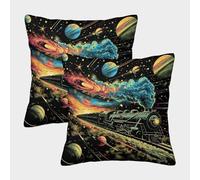 kaiyun Treno Fodera Per Cuscino Quadrata A Tema 3D Stellas And Pianetas Con Stampa Digitale 40x40cm 2 Pacchi Adatta Per La Decorazione Del Letto Di Casa All'Scimmiarto Modello