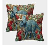 kaiyun Triceratopo blu Federa 2 Pacchi 50x50cm Rosa rossa Copricuscini Per Cuscino Quadrata Adatta Per Cuscino Poltrona Letto