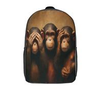 kaiyun Trio di scimpanzé Sacchetti Di Scuola,Borsa Da Scuola Asilo,Illustrazione artistica di scimmie Ragazzi Per La Scuola Per Ragazze,Zaino Da Viaggio Alla Moda 17inch