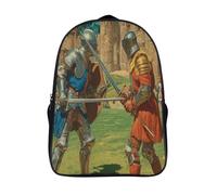 kaiyun Two Cavaliere medievales Standing Facing Each Other with Swords Drawn Per La Scuola E Da Viaggio Per Bambini Zaino,Sacchetti Di Scuola Con Stampa 3D Motivo 16 inch