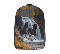 kaiyun Two Strong Cavallos Running Scuola Borsa Per Bambini Forestaa And Waterfall Zainetto Per Scuola Sport E Viaggi Adolescenti Borsa Da Scuola Leggero Sacchetti 17inch