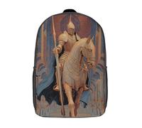 kaiyun Un cavaliere in armatura dorata a cavallo entra nel ponte levatoio del castello Zaino Scuola Elementare Zaini Per Ragazze Ragazzi Adolescenti Cartella Scuola Casual Borse Backpack 17inch