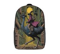 kaiyun Un mago cavalca un emù per le strade di una città futuristica Zaini Per Bambini, Zaino Scuola Elementare,Borsa Scuola Materna Nido,Zainetto Asilo Bambino,17inch