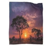 kaiyun Un meraviglioso tramonto africano Manta Patrón Diseño Novedoso Dormitorio Suave Cómoda Ropa Cama Esponjosa Cuatro Estaciones 70x80inch(180x200cm)
