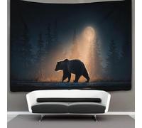 kaiyun Un orso gigante attraversa la foresta di notte- Arazzo Da Parete Con,decorazione Da Parete Per Appartamento,casa,soggiorno,dormitorio 100cmx150cm