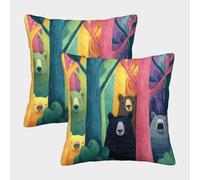 kaiyun Un orso nella foresta fa capolino da dietro un albero Fodera Per Cuscino Decorazioni Per La Casa Per Uomini E Donne,soggiorno,camera Da Letto,divano,poltrona 40x40cm 2 Pacchi