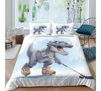 kaiyun Un T Rex che Gioca a Hockey Stampata Copripiumino 3D - Set Di Biancheria Da Letto Per Con E Federa,microfibra Set 3 Pieces Per Adulti, Adolescenti Double(200x200cm)