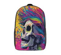 kaiyun Un teschio dipinto con i colori dell'arcobaleno svolazza nella wind Sacchetti Di Scuola,Borsa Da Scuola Asilo, Ragazzi Per La Scuola Per Ragazze,Zaino Da Viaggio Alla Moda 17inch
