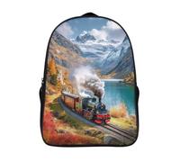 kaiyun Un treno a vapore d'epoca che attraversa un bellissimo lago Per La Scuola E Da Viaggio Per Bambini Zaino,Sacchetti Di Scuola Con Stampa 3D Motivo 39x29x16cm
