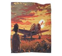 kaiyun Un vecchio aereo Coperte Campo at Tramonto Coperta Da Viaggio Super Morbida,leggera,calda E Confortevole 40x50inch(100x130cm)