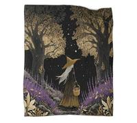 kaiyun Una bellissima strega passeggia in una foresta di lavanda punteggiata di stelle Coperte Coperta Da Viaggio Super Morbida,leggera,calda E Confortevole 60x80inch(150x200cm)