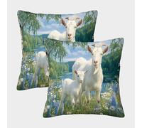 kaiyun Una capra madre e il suo capretto Fodera Per Cuscino Decorazioni Per La Casa Per Uomini E Donne,soggiorno,camera Da Letto,divano,poltrona 40x40cm 2 Pacchi
