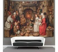kaiyun Una famiglia medievale seduta attorno al fuoco Arazzi Estetica - Arazzo Da Parete Indie Decorazione Della Stanza Appeso A Parete, Arte Da Parete 180cmx230cm