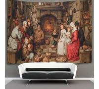 kaiyun Una famiglia medievale seduta attorno al fuoco Arazzo Da Parete, Wall Tapestry Decorazione Interna 130cmx150cm