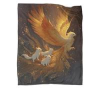 kaiyun Una fenice che vola nel cielo, tre piccole volpi bianche Blanket Sofa Throw 3D Impreso Es Suave Y Cómodo Al Tacto,adecuado Para Que Toda La Familia Se Mantenga Abrigada 80x90inch(200x230cm)