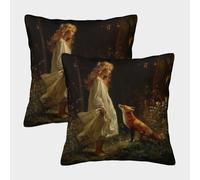 kaiyun Una foresta misteriosa, fate e volpi Fodera Per Cuscino Decorazioni Per La Casa Per Uomini E Donne,soggiorno,camera Da Letto,divano,poltrona 50x50cm 2 Pacchi